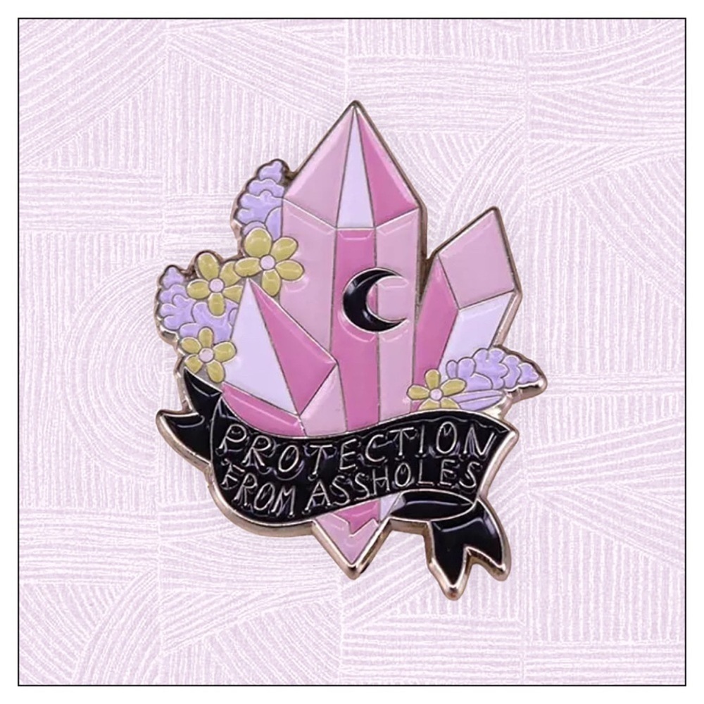 PINK Crystal ‘Protection From A$$holes’ Lapel Or Hat Pin